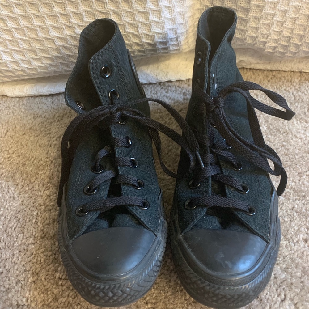 All Black Converse High Tops 7